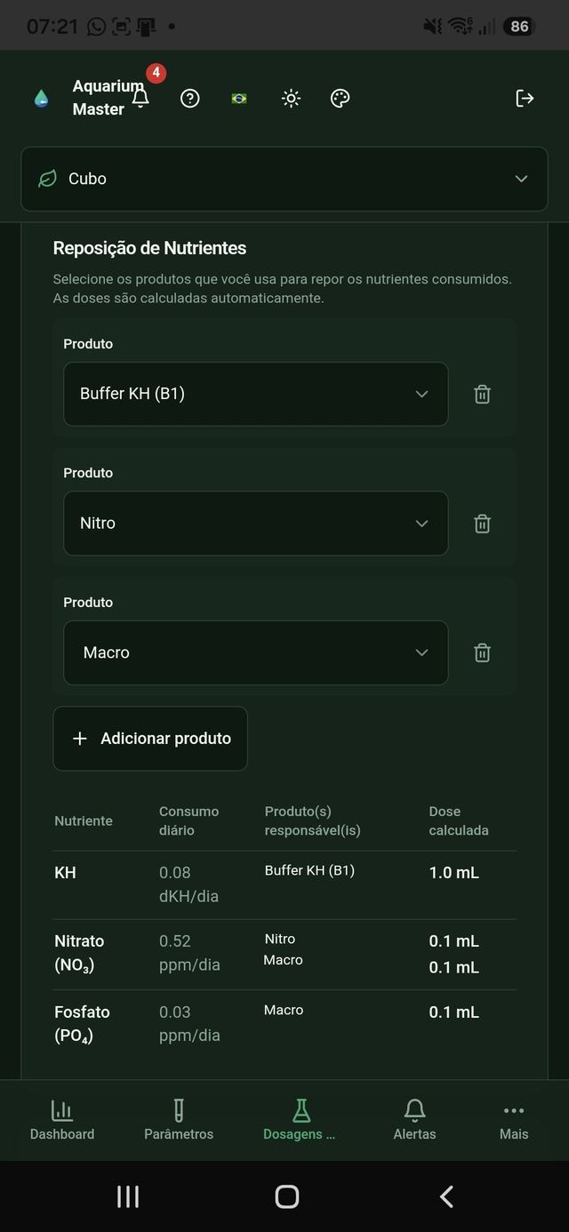 Calculadora de reposição com base no consumo